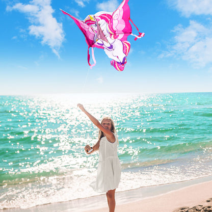 JOYIN 43.3'' Giant Unicorn Kite Easy to Fly for Kids and Adults with 262.5 ft String, Large Beach Kite for Outdoor Games and Activities