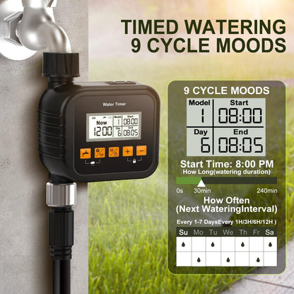 Sprinkler Timer, Water Hose Timer for Garden and Outdoor Irrigation, Garden Irriration System Controller with Rain Sensing.