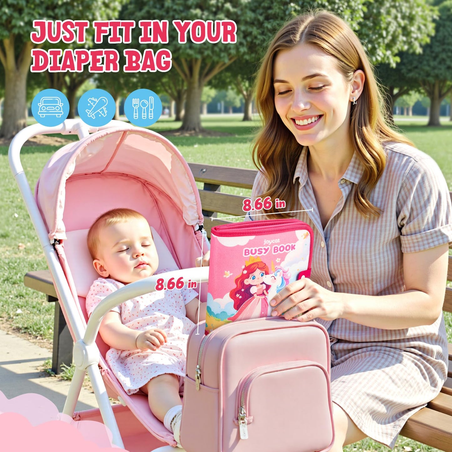 JoyCat Travel Toys for Toddlers 1-3, Princess Busy Book – Busy Book for 1 Year Old, Dress-Up, Unicorn & Castle Play –Quiet Toy Fine Motor Skills, Easter Basket Stuffers Gifts for Kids Girl
