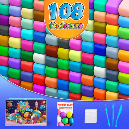 Magic Clay - Air Dry Clay 108 Colors, Modeling Clay for Kids with Tools, Soft & Ultra Light, Toys Gifts for Age 3 4 5 6 7 8+ Years Old Boys Girls Kids