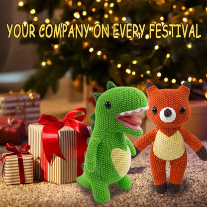 JUSTQUNSEEN Knitted Dinosaur Stuffed Animal,11 Inch Stuffed Animals Plush Dinosaur Cute Animal Dinosau rs Toy for Girl,Soft Toy Cotton Plush Knitte Stuffed Animals Birthday