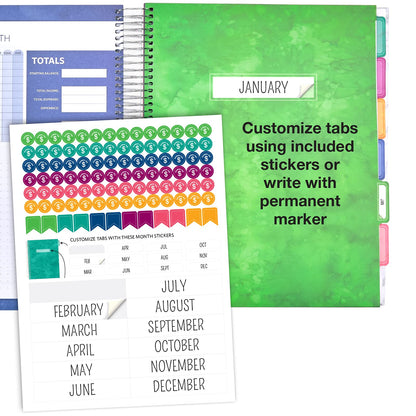 Global Printed Products Budget Planner & Monthly Bill Organizer With 12 Envelopes and Pockets. Expense Tracker Notebook and Financial Planner Budget Book to Control Your Money, 8.5" x 11", Blue Marble