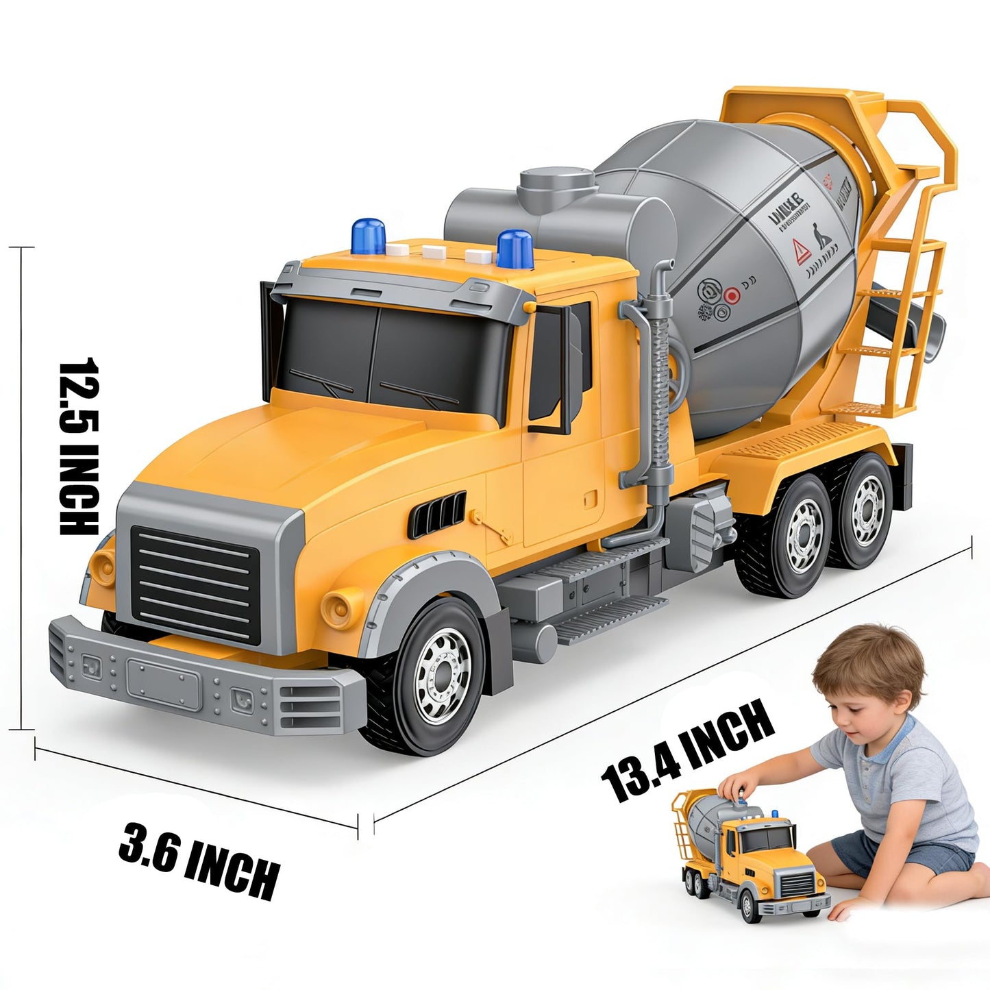 14 Inch Large Cement Mixer Truck with Sounds,Kids Toys for 3 4 5 6 7 8 Years Old Boys,Kids Boy Toys Christmas Birthday Gift Car