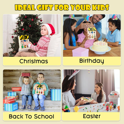 Asweets Montessori Busy Board for Toddler, Wooden Busy Board with LED Light Switches, Sensory Autism Toys Baby Travel Toys, Boys Girls Gifts for Birthday Christmas