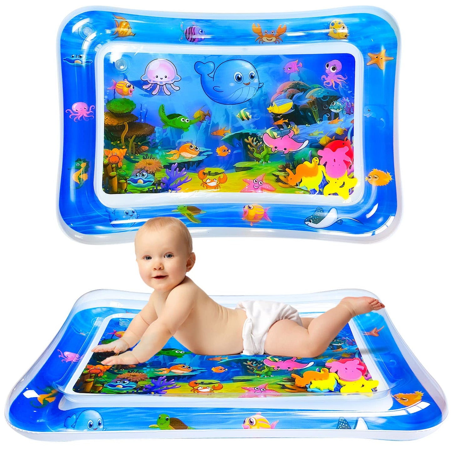 ZHUYNXIR Water mat Infant Toys, Water mat Baby, Inflatable Play Mat Water Cushion Baby Toys, Fun Early Development Activity Play Center for Newborn (27.5x20 in)