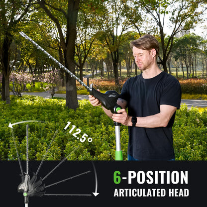 NovorikX Pole Hedge Trimmer Cordless 20V with Battery Powered 20-Inch Electric Hedge Trimmers 15-FT Reach with Extension Pole Multiple Angles for Shrubs Pruning Bush Trimmer