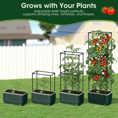 MQHUAYU 2 Pack 51" Self Watering Planter Box with Trellis, Tomato Planter Trellis for Raised Garden Bed, Tomato Cage with Visual Water Indicator, Indoor Outdoor Tomato Cages for Garden Patio