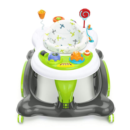 Storkcraft 3-in-1 Activity Walker and Rocker with Jumping Board and Feeding Tray, Interactive Walker with Toy Tray and Jumping Board for Toddlers and Infants, Green