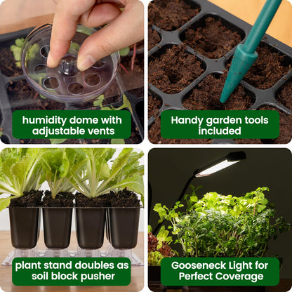 SOLIGT 72 Cell Self Watering Seed Starter Trays with Grow Light, 3 Seed Starter Kit with Humidity Domes, Full Spectrum Seedling Light with 8/12/18H Timer for Seed Starting, Seedling Growing