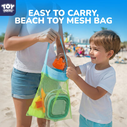 TOY Life 32 Pcs Ocean Beach Toys for Kids Ages 4-8 Collapsible Sand Toys with Water Wheel Watering Can Silicone Bucket Sand Castle Building Kit Travel Sandbox Toy for Party Fishing Summer Toys