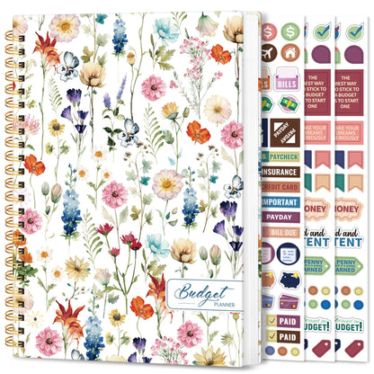 Aesthetic Budget Planner - Monthly Finance Planner with Expense Tracker, Undated Bill Organizer, Budget Notebook to Manage Your Finances, Account Budget Book - Wildflowers