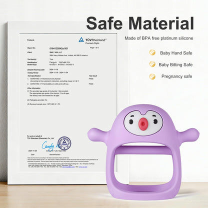 Smily Mia 2pack Penguin Teether for Babies 0-6Month, Infant Teething Toys,Pacifiers for Breastfed Babies, Silicone Teething Mittens for 3-6Months, Perfect Shower Gift+Baby Registry, Pink&Purple