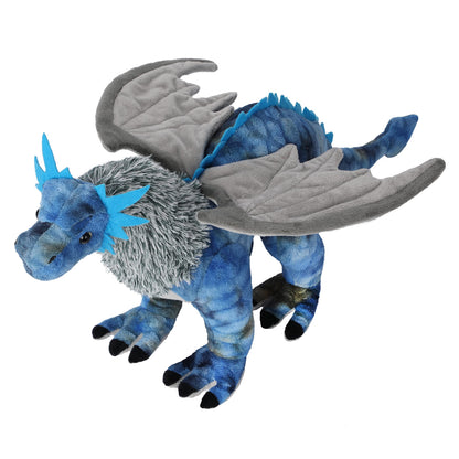 AULUDA Dragon Plush Toy, Frost Wyrm Stuffed Animal Throw Plushie Pillow Doll, Soft Blue Fluffy Friend Hugging Cushion - Present for Every Age & Occasion