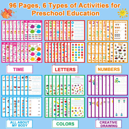gisgfim Preschool Learning Activities 96 Pages Tracing Books for Kids Ages 3-5 Kindergarten Workbooks Dry Erase Autism Learning Workbook Writing Practice for Kids Letter Tracing Pre K Busy Book 6 Pads