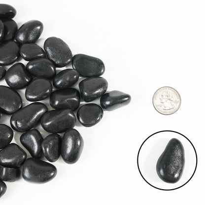 StoneCreek 12 LBS River Rocks, Large Size, Decorative Garden Stones for Plant Landscaping, Polished Gravel Filler Pebbles for Home Decoration, Vases, Succulents(Black Pebbles)