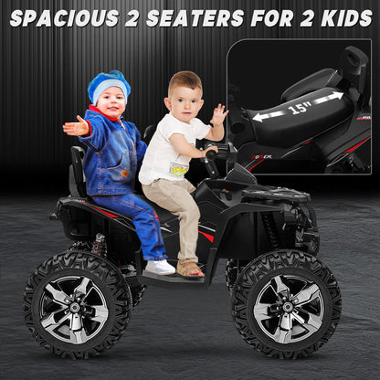 JOYRACER 24V Kids ATV 4 Wheeler, 4x4 Ride On Toys Car w/ 800W Motors, 9AH Battery Powered Car w/Remote Control, Bluetooth, MP3, USB, Spring Suspension, 2-Seater Quad for Boys Girls, Black