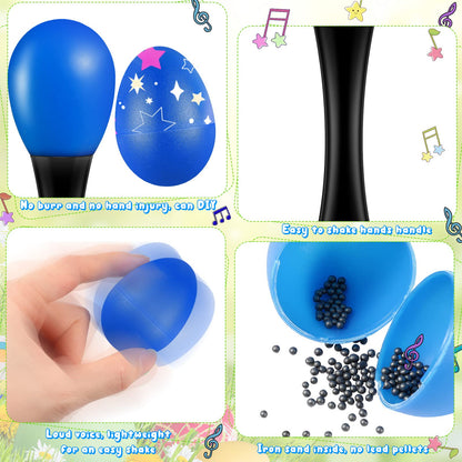 60 Pcs Shaker Musical Instruments Kids Party Favor Baby Learning Percussion Toy, Including 20 Wrist Hand Band Jingle Bells, 20 Egg Shakers and 20 Maracas Rattle Shaker Sand Hammers