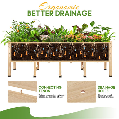 SPECRAFT 7x2 Ft Wooden Raised Garden Bed with Legs - 15 Inch Deepth Elevated Planter Box for Deep-Rooted Plants, Ideal for Patio, Easy Assembly