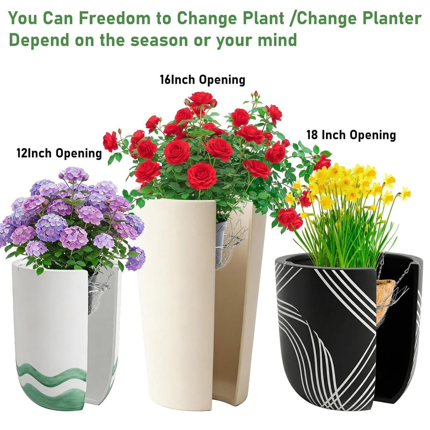 Adjustable Planter Insert, Planter Inserts For Large Pots, Plant Risers For Inside Pots,with Top Opening 12-18 Inches Wide, Pot Filler For Artificial Plants Outdoor
