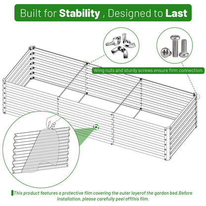 SnugNiture 6x2x2FT Galvanized Raised Garden Bed Kit, Metal Planter Box for Planting Plants Vegetables, Brown