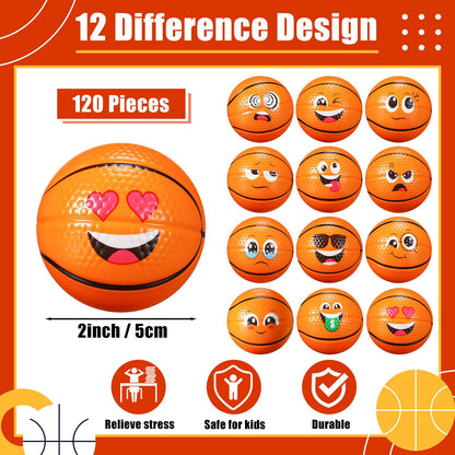 Libima 120 Pcs Mini Face Basketball Stress Balls Bulk 2 Inch Foam Sports Squeeze Balls Small Funny Anxiety Relief Toy for Kid Adult School Gift Class Prizes Party Decoration Supplies (Orange)