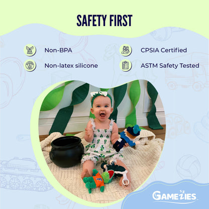 Gamezies Baby Boy and Girl Silicone Baseball Plush Pacifier Removable, Washable Plush ToyCPSIA Tested, BPA-Free 0-6 Months
