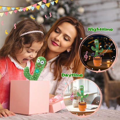 LLUKEME Talking Cactus Toy for Babies 6+ Months & Toddlers - Dancing Singing Repeating Cactus Toy with 10 Songs & Lights, Interactive Plush Gift for Kids Age 1 2 3 4 5 6, for Kids