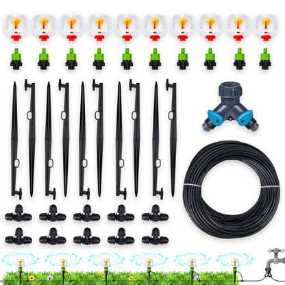 HIRALIY 360° Micro-Spray Garden Irrigation System 100FT, New Garden Watering System, Saving Water Automatic Irrigation Equipment for Patio Lawn