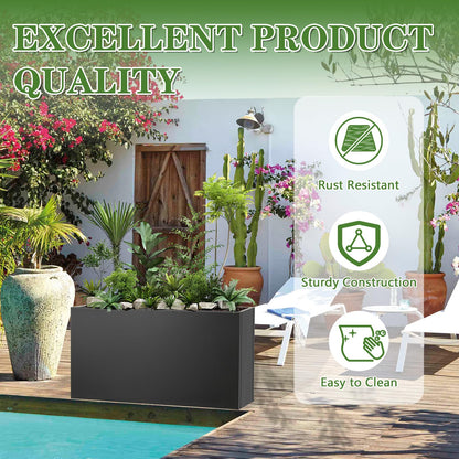 FORJAMINT Metal Planter Boxes 36" L×16" W×16" H Outdoor Rectangular Planter with Removable Insert Shelf，Black Planter Boxes Outdoor, Tall Planter Heavy Duty for Indoor and Outdoor