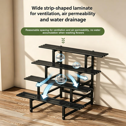 DYRABREST 4 Tier Metal Plant Stand, 39.4 Inch Tall Black Iron Garden Display Shelf for Indoor Outdoor, Heavy Duty Ladder Planter Rack for Potted Plants, Succulents, Flowers, Living Room Balcony Patio