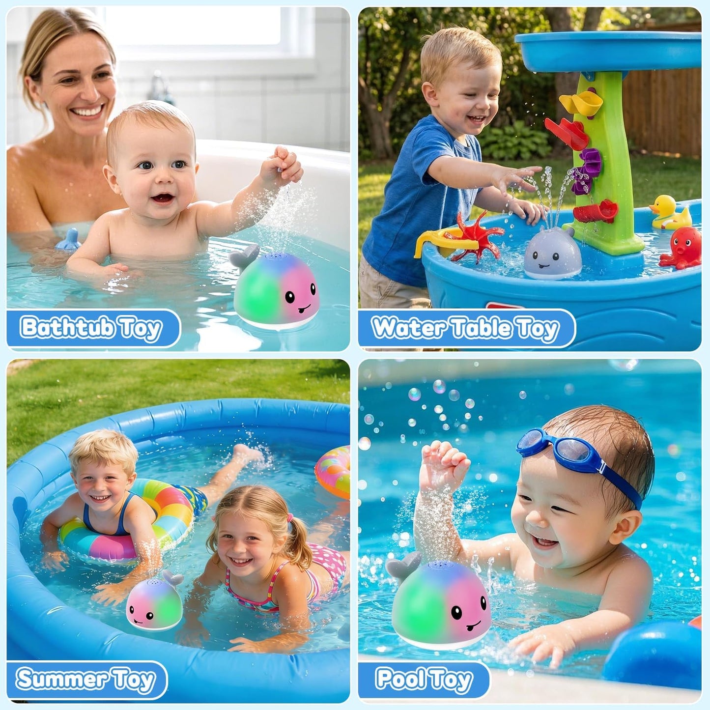 Gigilli Baby Bath Toys, Light up Bath Toys for Kids Ages 1-3, Pool Water Toys 1 Year Old Boys Girls Gifts, 6-12-18 Months Baby Whale Bath Toy Sprinkler, Toddler Fountain Bathtub Water Table Toy