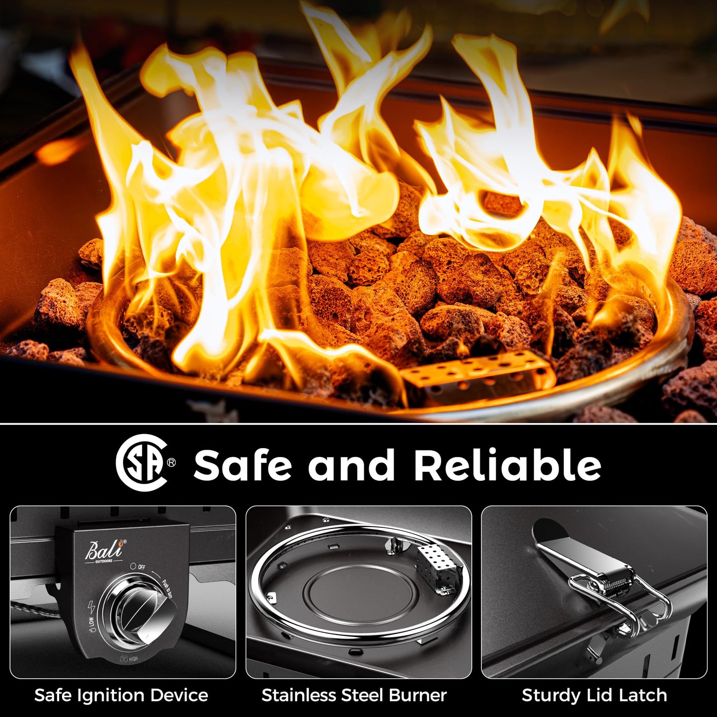 BALI OUTDOORS Propane Fire Pit Perfect for Camping Outdoor Fire Pit for Portable Firepits for Outside Outdoor Patio