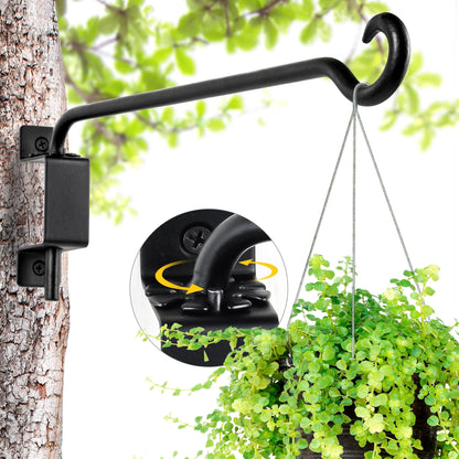 Qiang Ni Plant Hanger Outdoor: 12 Inch Bird Feeder Bracket for Garden Patio Decor - 2 PCS Swivel Adjustable Wall Mount Plant Hook for Hanging Flower Baskets