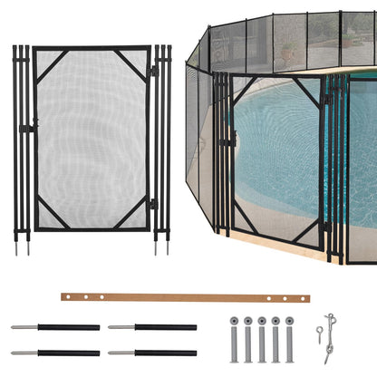Pool Fence Gate, Modular Removable Safety Barrier with 320GSM Mesh, Connectable Panels for Any Pool Shape, Ideal for Inground, Above Ground Pools, Patios, Gardens, Black Modern Design