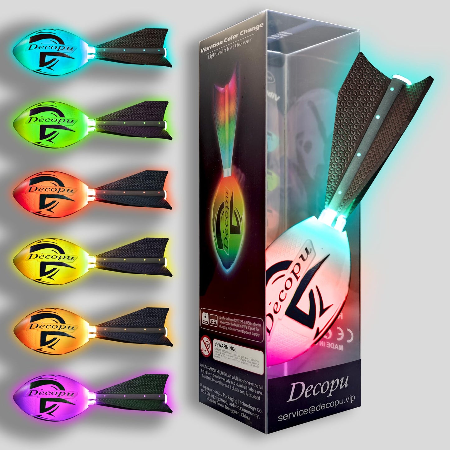 KASTUMBGA Rechargeable Glow in The Dark Light Up Football-7RGB Color Changing LED, Impact-Responsive, Durable Foam (No Pump), Perfect for Beach/Park/Backyard, Birthday Gift for Boys 6-15 Years Old
