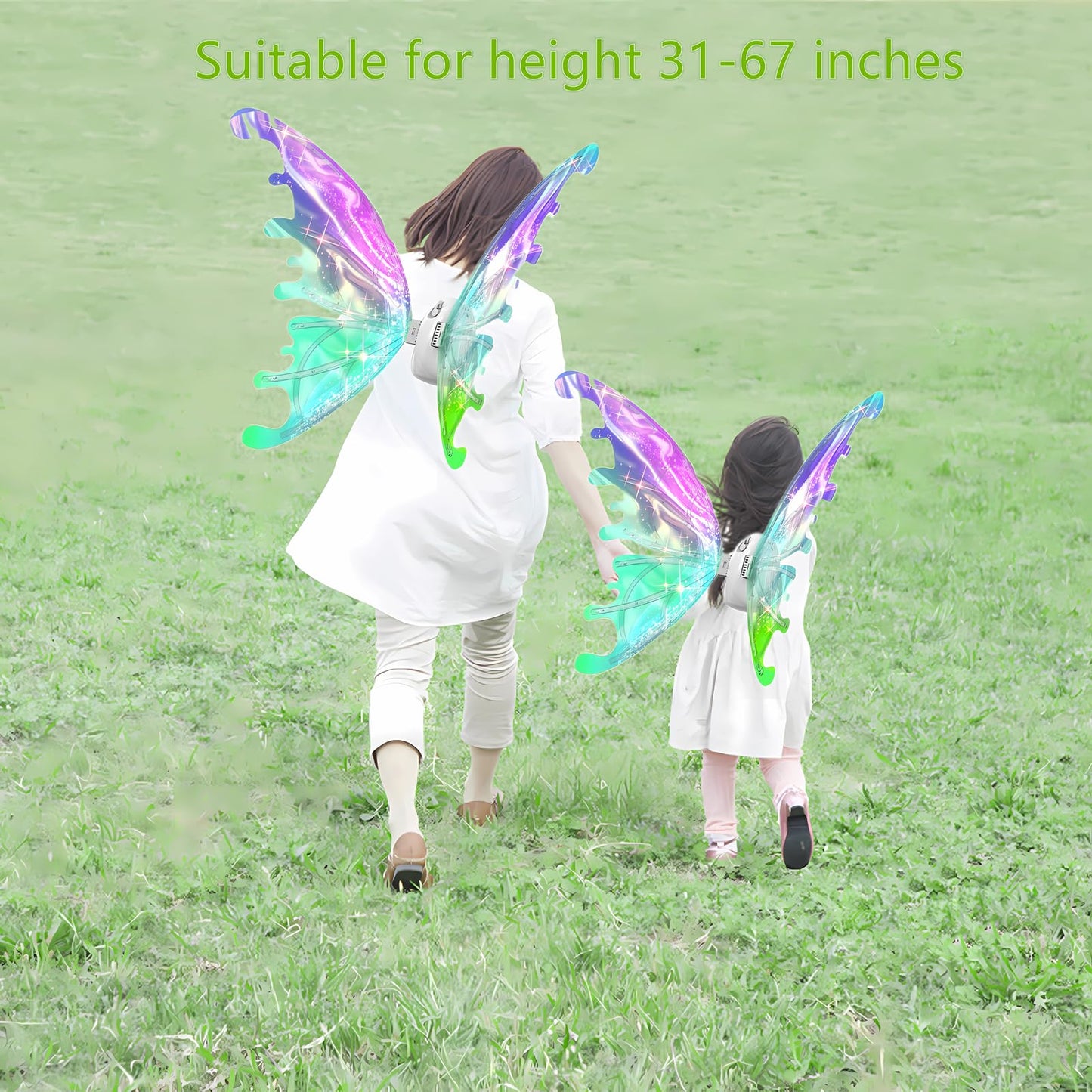 Johehe Fairy Glowing Wings for Girls,Sparkling Wings with LED Lights,Electric Butterfly-Wings for Women,Perfect Fairy Costume and Party Decoration