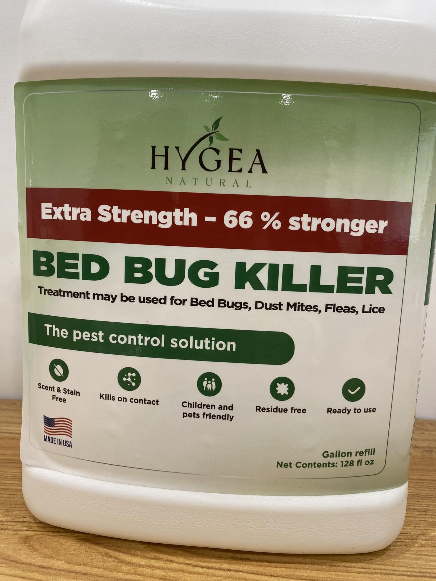 Hygea Natural Extra Strength Bed Bug Killer & Mite Spray- Child & Pet Friendly - Stain & Odor Free - 66% Stronger Natural Formula (128 oz)