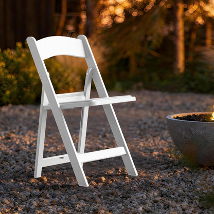 Nazhura Garden and Patio Folding Chair Set of 4 for Events and Wedding, Lightweight with Padded Seat, Water-Proof, Double Braced Frame, Non-Slip Feet, 900LB Capacity (White)