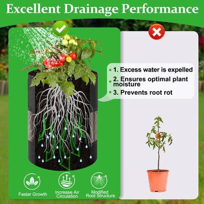 2 Pack 15 Gallon 360°Visible Potato Grow Bags,Heavy Duty Thickened Nonwoven Fabric Planter Bags with 2 Clear Harvest Windows&Removable Shading Cover,Reinforced Handles,Vegetable Grow Bags with Labels