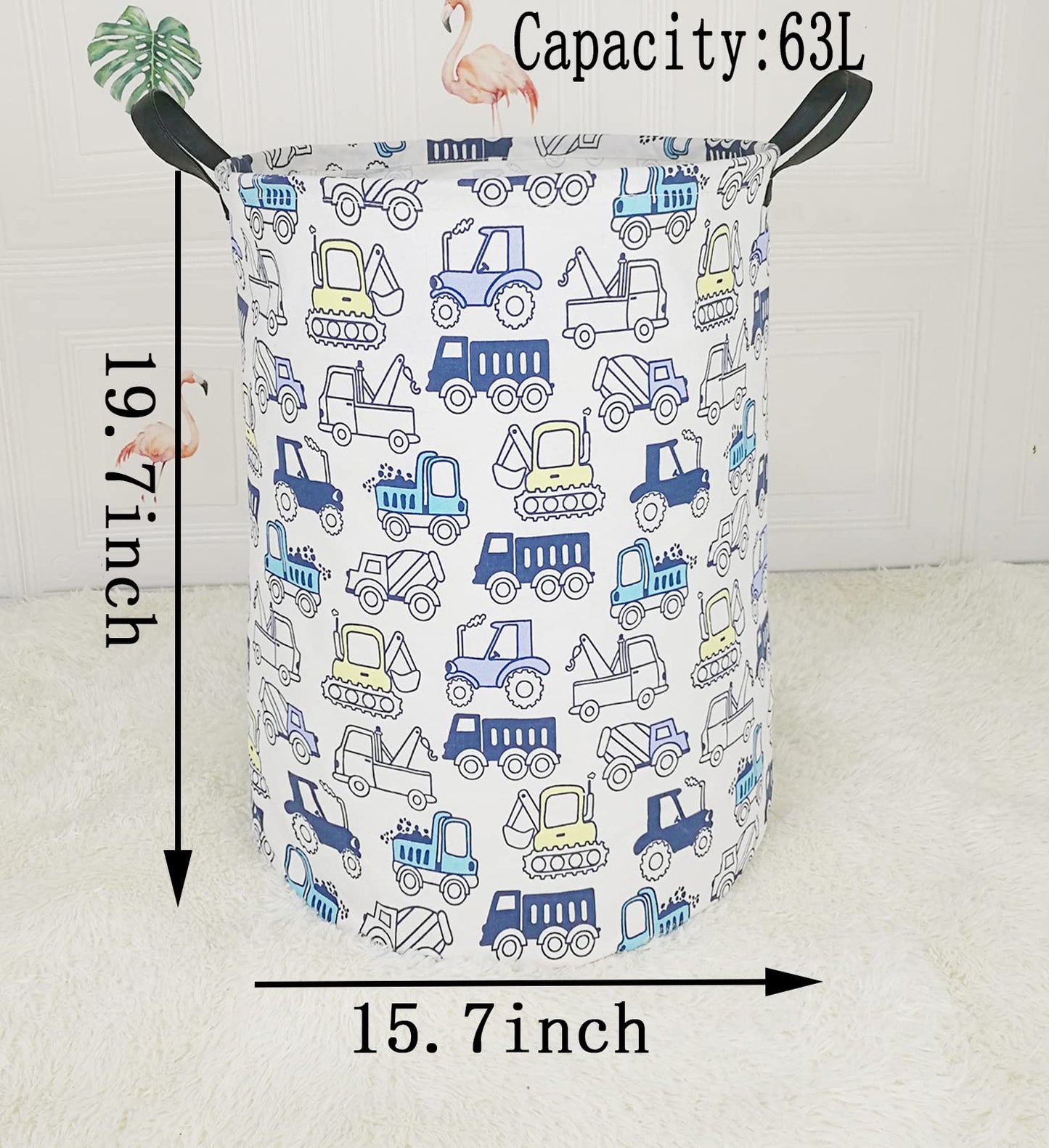 ACMUUNI Collapsible Kids Laundry Basket Clothes Hamper, Foldable Storage Organizer Bin, Toy Clothes Storage with Handles for Boys Girls Bedroom, Room Decor Cars