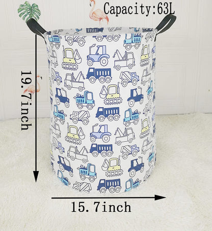 ACMUUNI Collapsible Kids Laundry Basket Clothes Hamper, Foldable Storage Organizer Bin, Toy Clothes Storage with Handles for Boys Girls Bedroom, Room Decor Cars