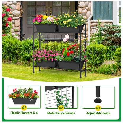 ETELI Vertical Garden Planter Raised Garden Beds with Legs Elevated Garden Planter Boxes with Trellis Patio Balcony Herb Garden Planter Beds Outdoor for Flowers Vegetables, Gray