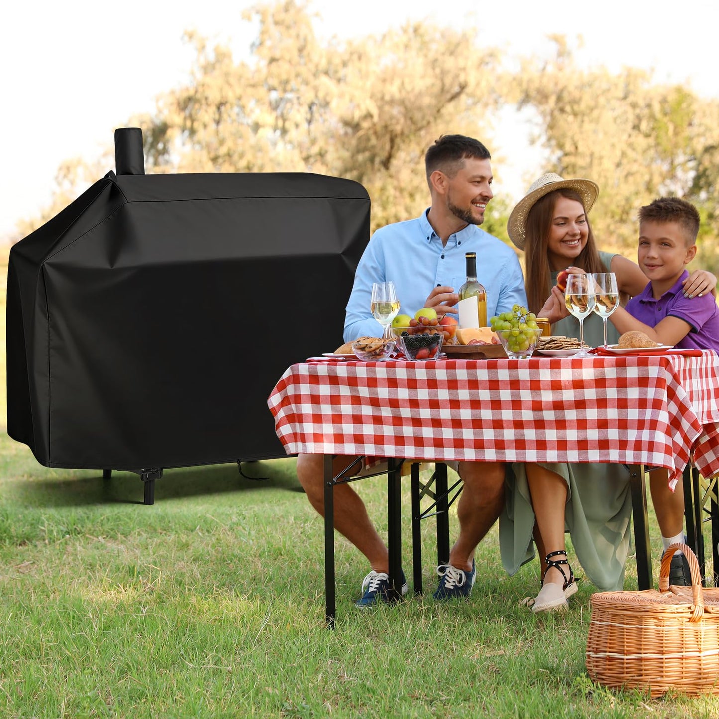 Andacar Charcoal Grill Cover for CC1830V 30 Charcoal Grill, Smoker Grill Cover for Outdoor Grill Waterproof BBQ Grill Cover - 44" L×29" W×45" H, Black