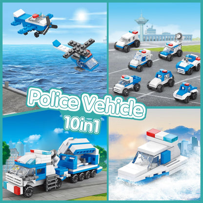 Sawaruita 30Pack Mini Cars Building Blocks Party Favors for Kids-Bulk Fire Truck,City Police Car,Construction Vehicle for Birthday Goodies Bag Easter Filling,Classroom Prizes for Boys 6-12