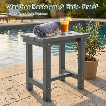 Furnimart Adirondack 16.5" Square Outdoor Side Table, Extra-Thick HDPE Composite Weather-Resistant Small Patio Table, Gray Outdoor End Table for Garden Balcony Yard Deck Poolside(Gray)