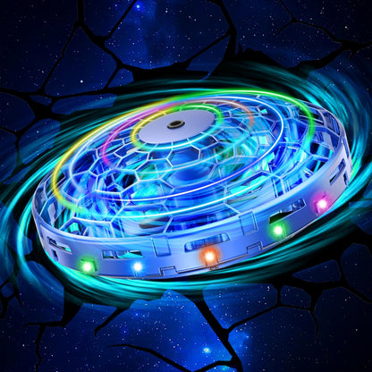 TSM005 Mini Drone for Kids,Hand Operated UFO Toy with LED, Easy Indoor Outdoor Flying Toys,Flying Orb Ball UFO Drone for Kids 6-8-12,Cool Christmas Birthday Gifts for Boys Girls(Blue and Purple)
