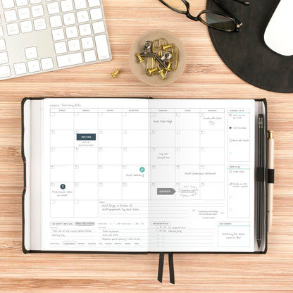AT-A-GLANCE Undated Planner, Weekly & Monthly Goal Setting Journal, Track Progress, Create Habits, 5-3/4" x 8-1/4", Foundation, Black (FD2-200-05)