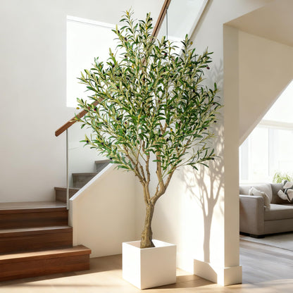 6ft Faux Olive Tree with Pot & Moss Artificial Olive Plant Fake Olive Tree for Home Decor, Large Indoor Artificial Trees Faux Plants Indoor Durable Artificial Trees for Living Room/Office