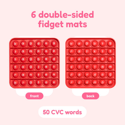 Word Pop CVC Words Mats for Classrooms (Pack of 6) - Learn to Read in Weeks Learning Resources - Multisensory Reading & Phonics Games Ideal for Pre-Kindergarten to 1st Grade by The Fidget Game, ABC