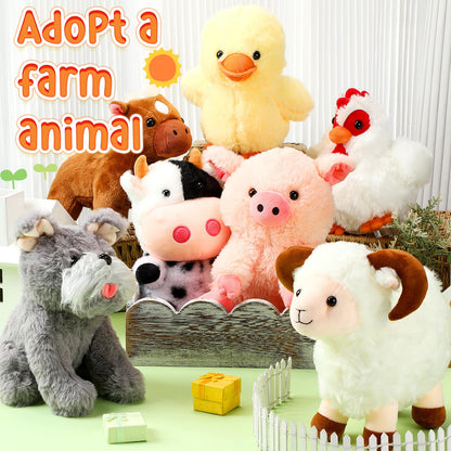 Hiboom 14 Pack Farm Stuffed Plush Animals Toys Set 8 Inch Barnyard Stuffed Animals Bulk Soft Pig Rooster Horse Duck Sheep Cow Dog Toy Gifts for Birthday Party Favor Supplies
